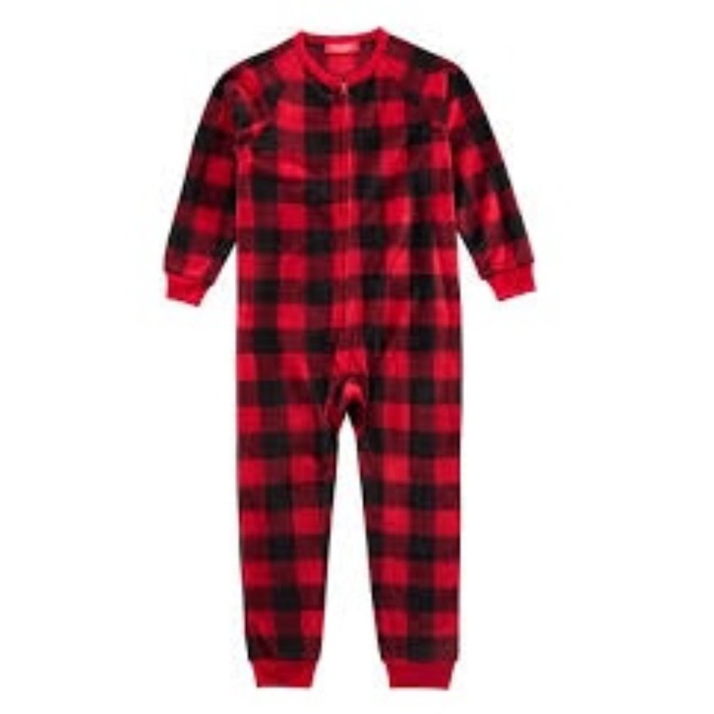 One-Piece Pajamas Christmas Kids Buffalo Check 12M